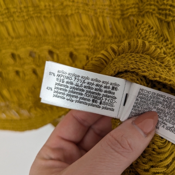 Zara Mustard Yellow Open Knit Crochet Sleeveless Lightweight Vest Tank Top - Picture 4 of 6